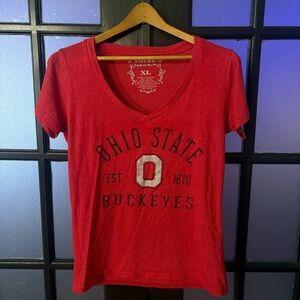 Ohio State Buckeyes V Neck Tee Womens XL Red Graphic OSU Shirt